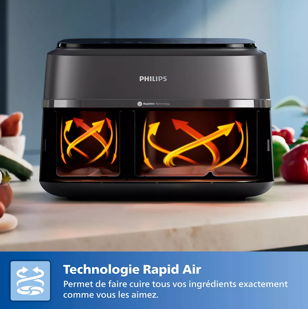 PHILIPS Airfryer Series 3000 Double Tray 9L